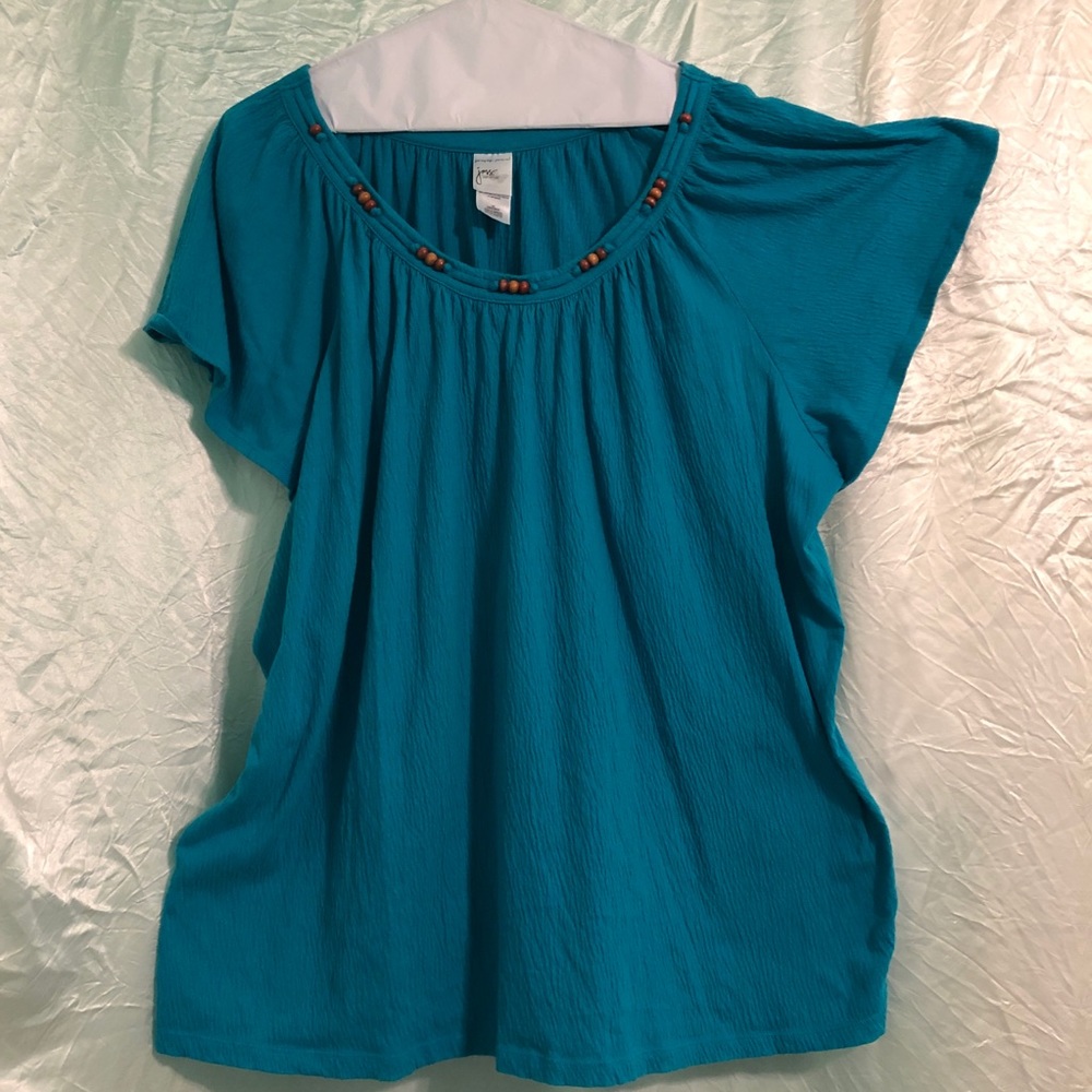 JMS turquoise round neck top